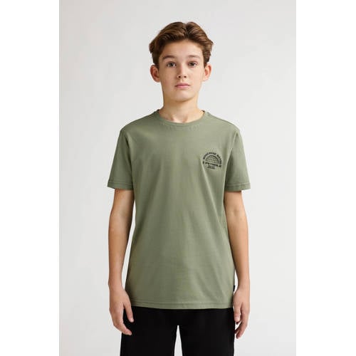 Petrol Industries T-shirt olijfgroen Jongens Katoen Ronde hals Printopdruk - maat 140 afbeelding