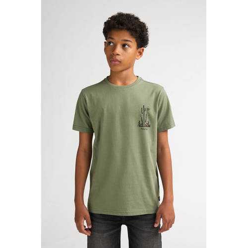 Petrol Industries T-shirt met backprint olijfgroen Jongens Katoen Ronde hals - maat 176 afbeelding