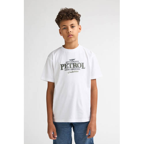 Petrol Industries T-shirt wit Jongens Katoen Ronde hals Logo - maat 128 afbeelding