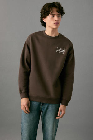 sweater met backprint bruin