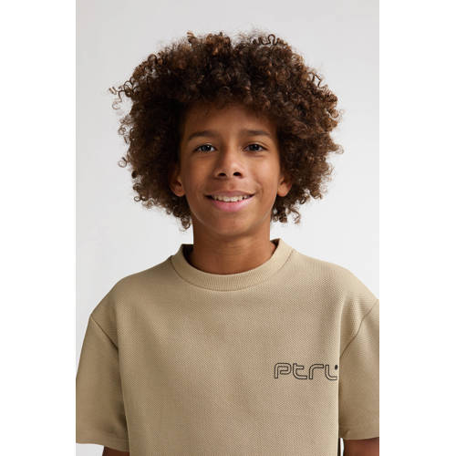 Petrol Industries T-shirt met backprint zand Beige Jongens Katoen Ronde hals - maat 176 afbeelding
