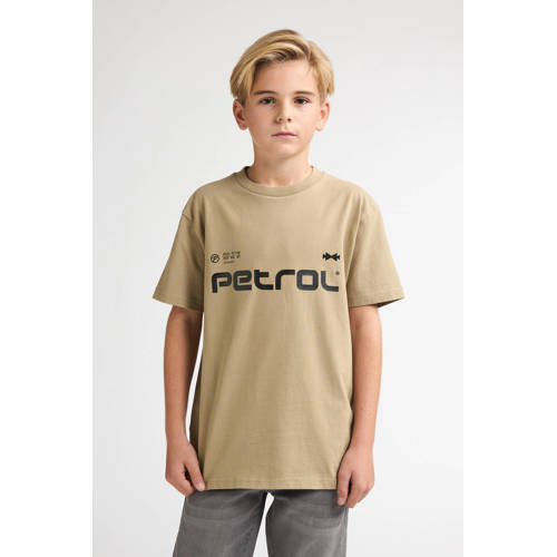 Petrol Industries T-shirt zand Beige Jongens Katoen Ronde hals Logo - maat 140 afbeelding