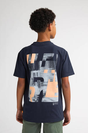 T-shirt met backprint donkerblauw