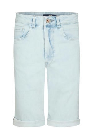 regular waist short light blue denim