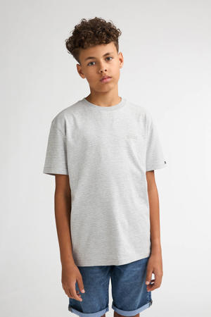 gestreepte T-shirt lichtgrijs