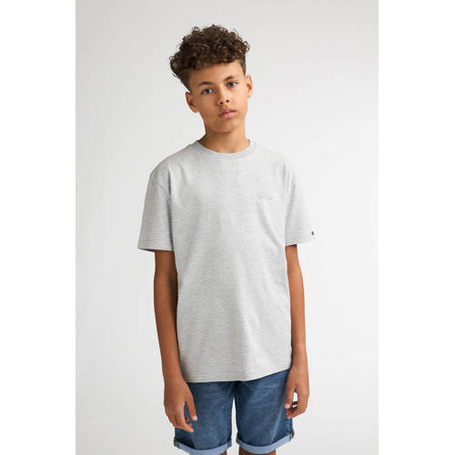 Petrol Industries gestreepte T-shirt lichtgrijs Jongens Katoen Ronde hals - maat 164 afbeelding