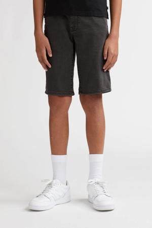 regular waist short grey denim