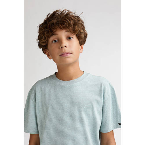 Petrol Industries gestreepte T-shirt mintgroen Jongens Katoen Ronde hals - maat 128 afbeelding