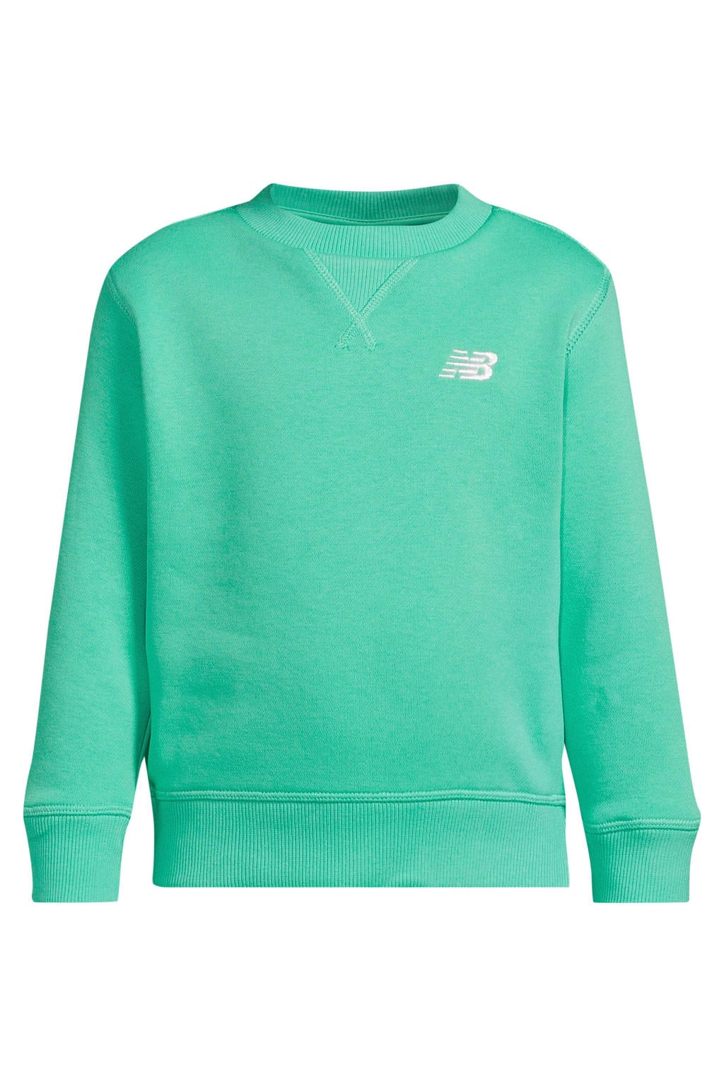 Groene jongens en meisjes New Balance sweater met effen, lange mouwen en ronde hals