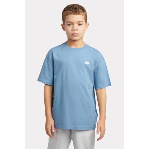 New Balance T-shirt blauw Jongens/Meisjes Katoen Ronde hals Effen - maat 176 afbeelding