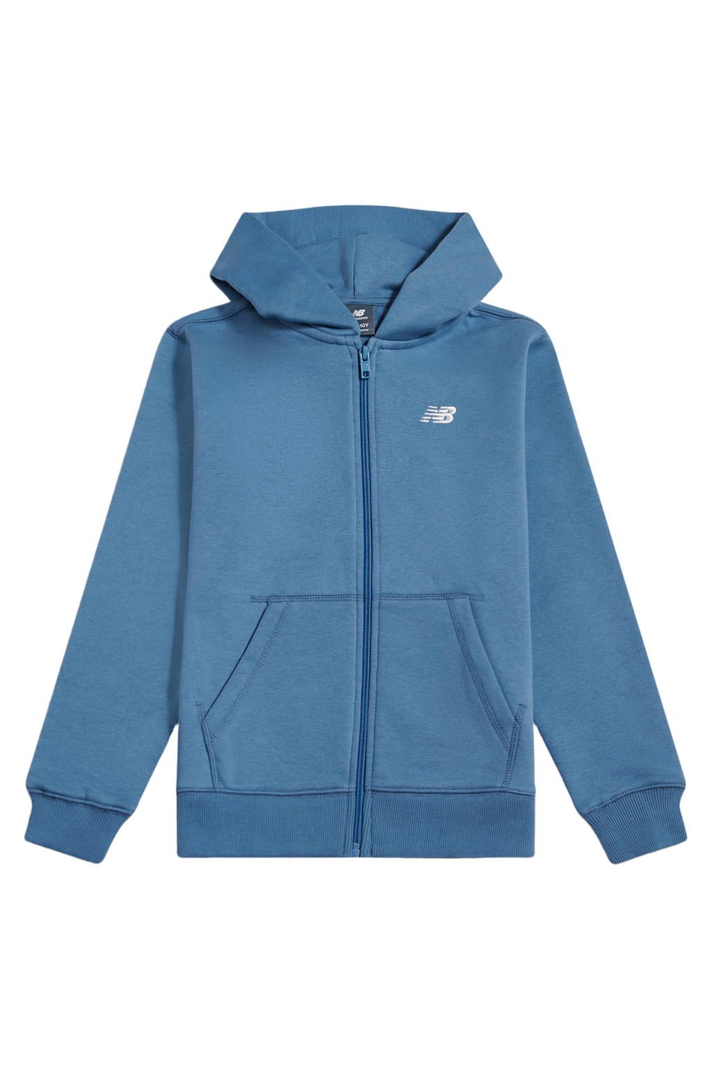 Blauwe jongens en meisjes New Balance vest van katoen met effen, lange mouwen en capuchon