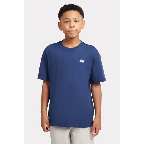 New Balance T-shirt donkerblauw Jongens/Meisjes Katoen Ronde hals Effen - maat 176 afbeelding