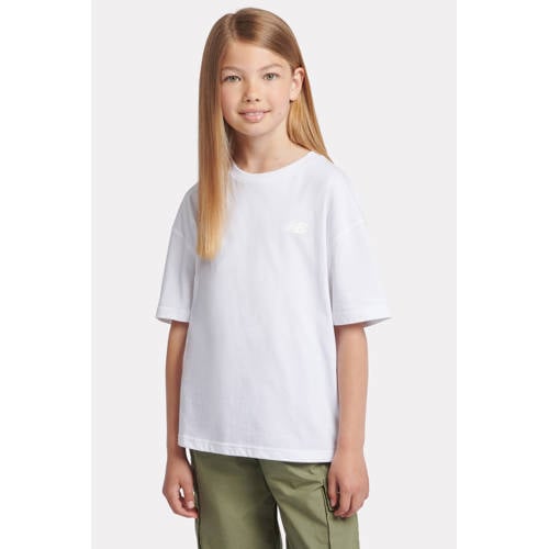 New Balance T-shirt wit Meisjes Katoen Ronde hals Effen - maat 152-158 afbeelding