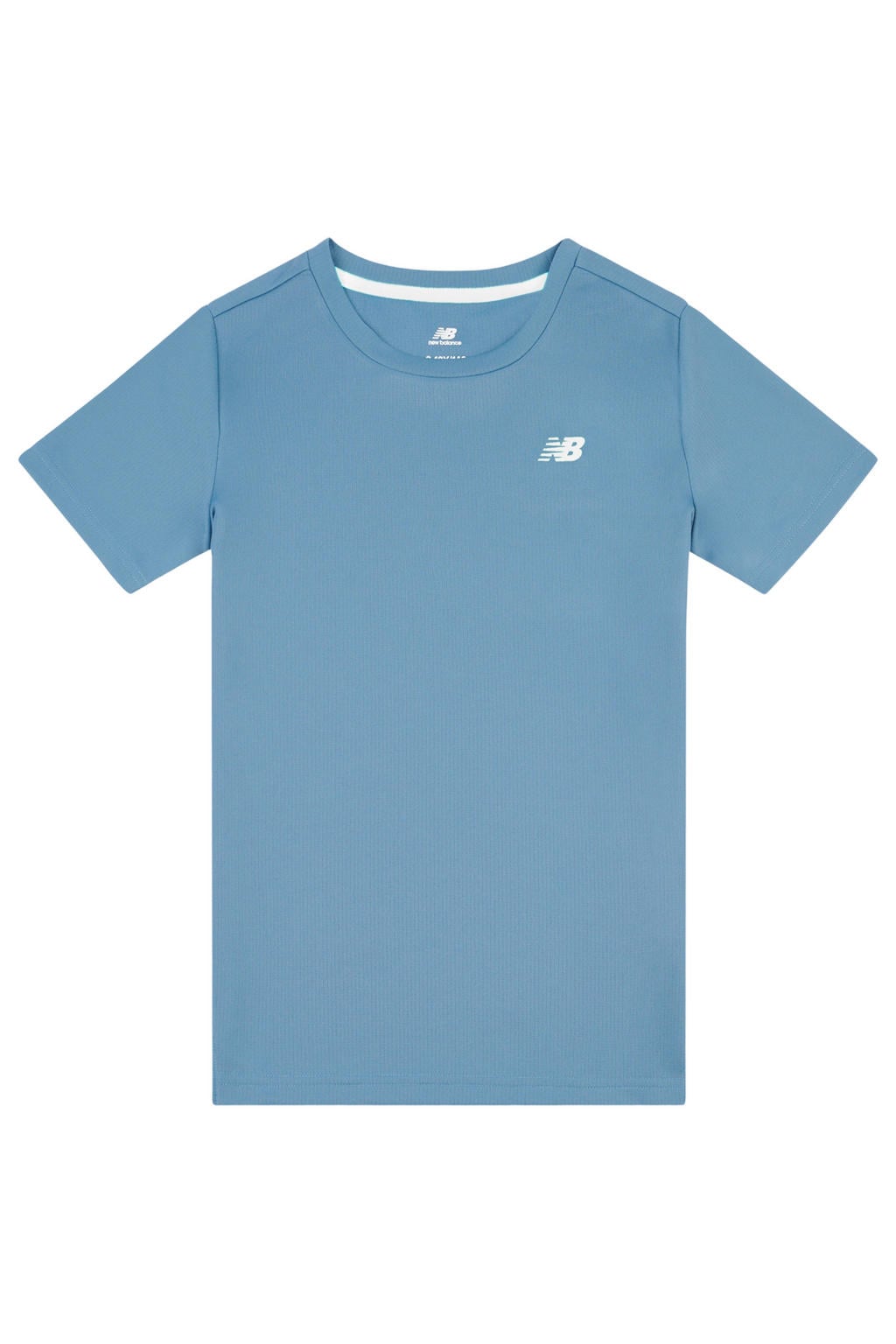 Blauwe jongens en meisjes New Balance T-shirt van polyester met effen, korte mouwen en ronde hals