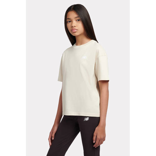 New Balance T-shirt beige Meisjes Katoen Ronde hals Effen - maat 176 afbeelding
