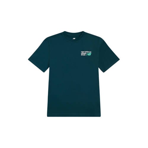 New Balance T-shirt donkergroen Jongens/Meisjes Katoen Ronde hals Backprint - maat 176 afbeelding