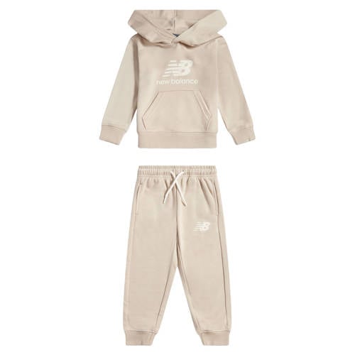New Balance trainingspak beige Shirt + broek Jongens/Meisjes Katoen Capuchon - maat 122 afbeelding