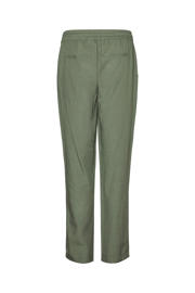 thumbnail: Groene dames MAMALICIOUS regular waist zwangerschaps casual broek van viscose met elastische tailleband met koord en effen