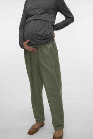 regular waist zwangerschaps casual broek groen