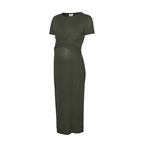 MAMALICIOUS zwangerschaps- en voedings maxi jurk olijfgroen Dames Modal Ronde hals - maat XL afbeelding