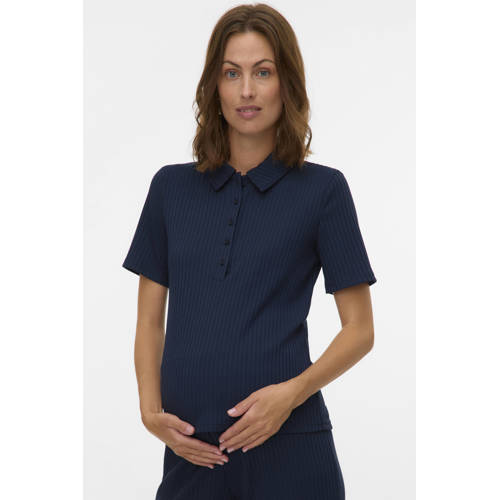 MAMALICIOUS zwangerschaps- en voedings T-shirt donkerblauw Dames Polyester Polokraag - maat M afbeelding