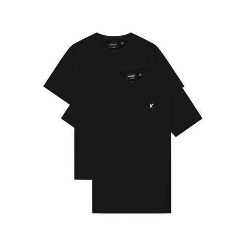 Lyle & Scott T-shirt - set van 2 zwart Jongens Katoen Ronde hals Effen - maat 140/146 afbeelding