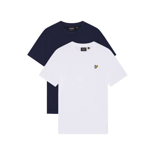 Lyle & Scott T-shirt - set van 2 donkerblauw / wit Jongens Katoen Ronde hals - maat 134/140 afbeelding