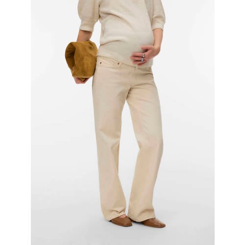 VERO MODA MATERNITY denim wide leg zwangerschaps casual broek ecru Dames Katoen