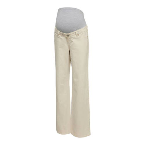 VERO MODA MATERNITY denim wide leg zwangerschaps casual broek ecru Dames Katoen - maat 33-32 afbeelding