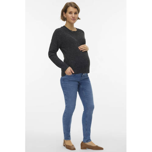 VERO MODA MATERNITY high waist zwangerschapskleding skinny jeans medium blue denim Blauw Dames Stretchdenim - maat S-32 afbeelding