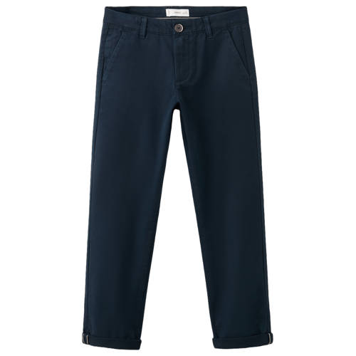 Mango Kids regular chino marineblauw Broek Jongens Stretchkatoen Effen - maat 122 afbeelding