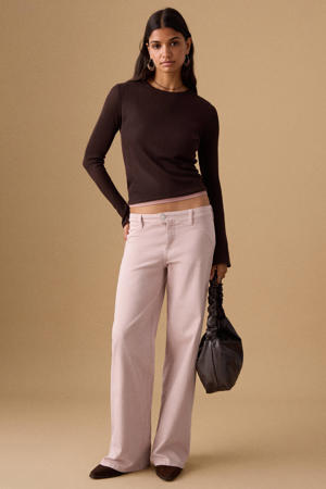low waist wide leg jeans lichtroze