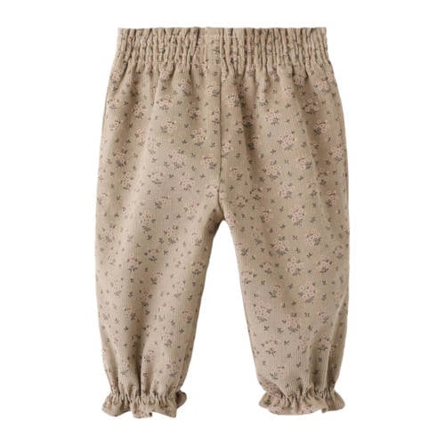 Mango Kids gebloemde casual broek lichtbruin Meisjes Katoen Bloemen - maat 86 afbeelding