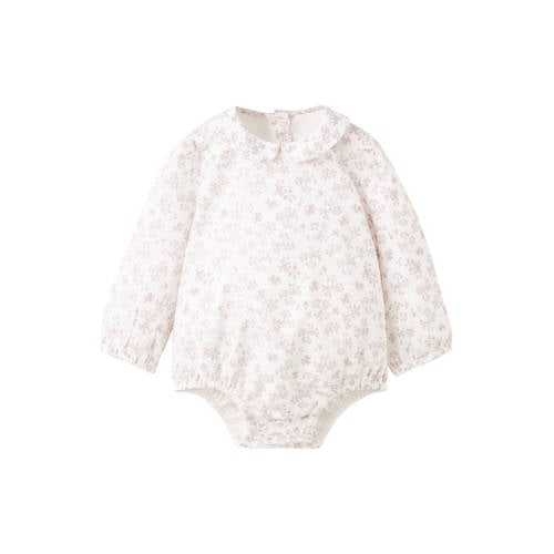 Mango Kids boxpak wit/roze Meisjes Katoen Peter Pan-kraag Bloemen - maat 68 afbeelding
