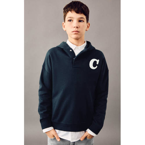 Mango Kids hoodie met backprint marineblauw Sweater Backprint - maat 164 afbeelding