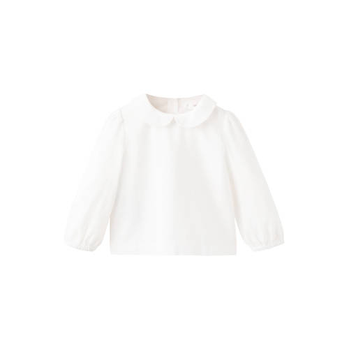 Mango Kids blousetop wit Meisjes Katoen Peter Pan-kraag Effen - maat 62 afbeelding