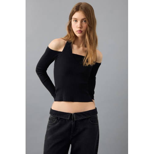 MANGO TEEN longsleeve zwart Meisjes Viscose Halter Effen