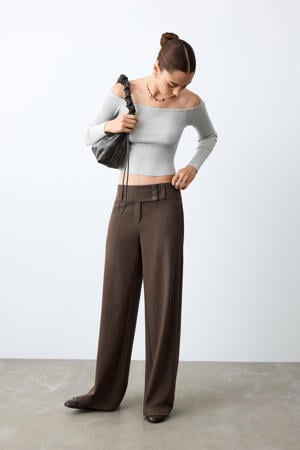 straight pantalon donkerbruin