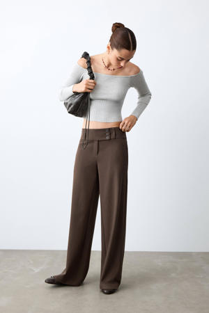 straight pantalon donkerbruin