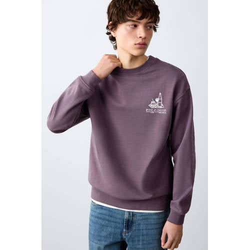 MANGO TEEN sweater met backprint paars Backprint - maat 180(L) afbeelding