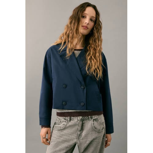 MANGO TEEN trenchcoat blauw Jas Meisjes Klassieke kraag Effen