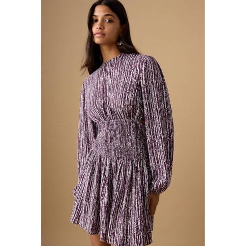 MANGO TEEN korte jurk paars Meisjes Viscose Ronde hals Meerkleurig