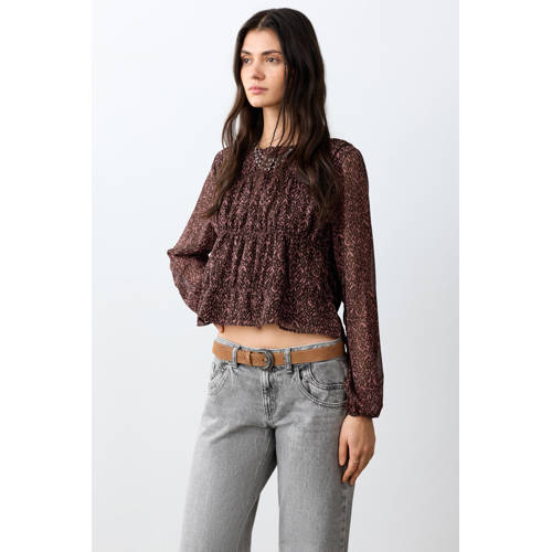 MANGO TEEN blousetop roze Meisjes Polyester Ronde hals All over print - maat 152(XXS) afbeelding
