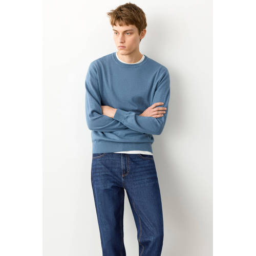 MANGO TEEN regular waist regular fit jeans dark blue denim Blauw Effen - maat 170(S) afbeelding