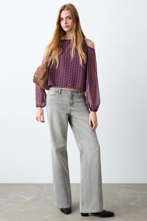 low waist wide leg jeans grey denim
