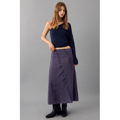 MANGO TEEN maxi rok marineblauw Meisjes Polyester All over print - maat 172(L) afbeelding