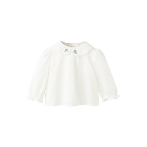Mango Kids blousetop wit Meisjes Katoen Peter Pan-kraag Effen - maat 56 afbeelding