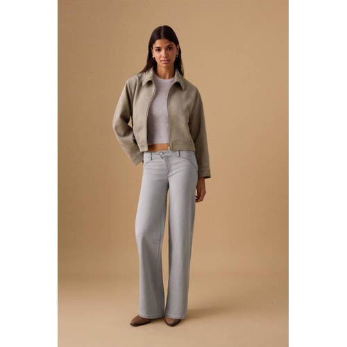 MANGO TEEN low waist straight leg jeans grey denim Grijs Effen - maat 168(S) afbeelding