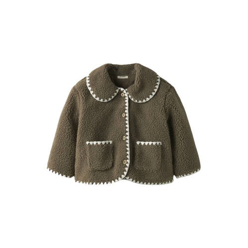 LIL' ATELIER MINI teddy jas olijfgroen Effen - maat 122/128 afbeelding