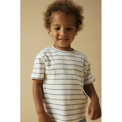 LIL' ATELIER MINI gestreepte T-shirt wit Jongens Katoen Ronde hals Streep - maat 122/128 afbeelding